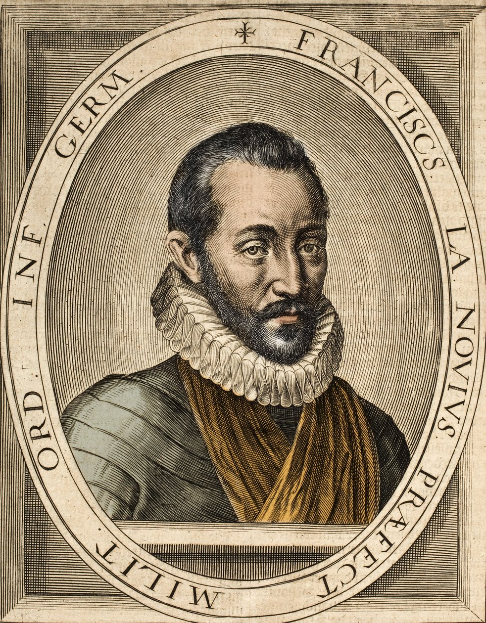 Portrét Francoise de La Noue (1531-1591), autora francouzských politických a vojenských projevů - Francois de la Noue zvaný Bras-de-Fer (železná paže) od School French