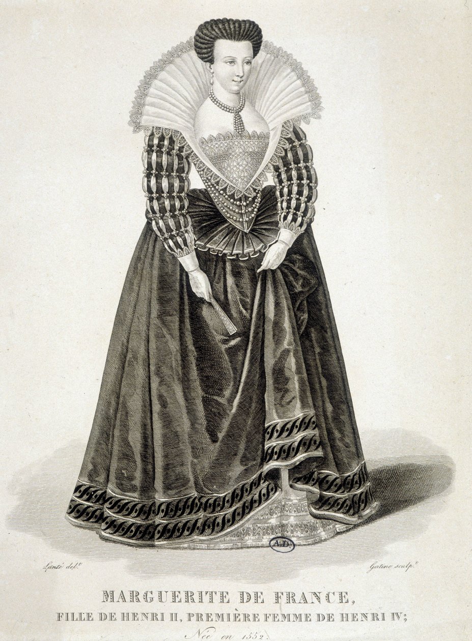 Portrét Markéty z Valois, známé jako královna Margot (1553-1615), královna Navarra, první manželka Jindřicha IV. od School French