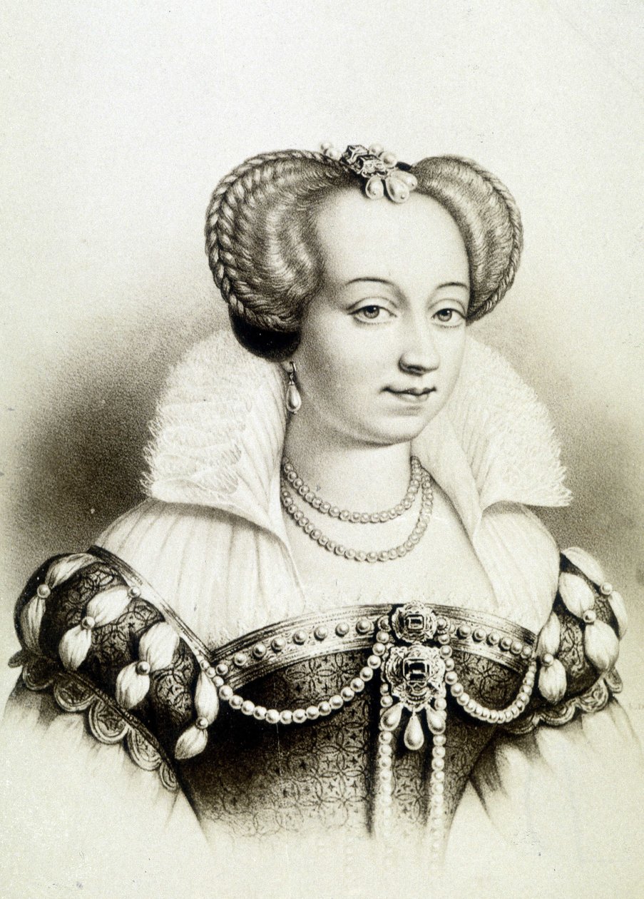 Portrét Markéty z Valois, známé jako královna Margot (1553-1615), královna Navarra, první manželka Jindřicha IV. od School French