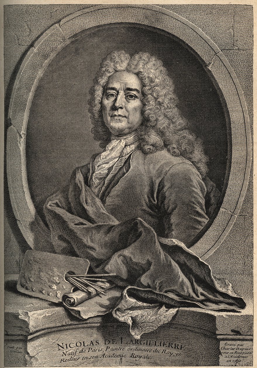 Portrét Nicolase de Largillierre (Largillier) (1656-1746) francouzský malíř rytina od Dupuise podle obrazu od Gueuslaina od School French