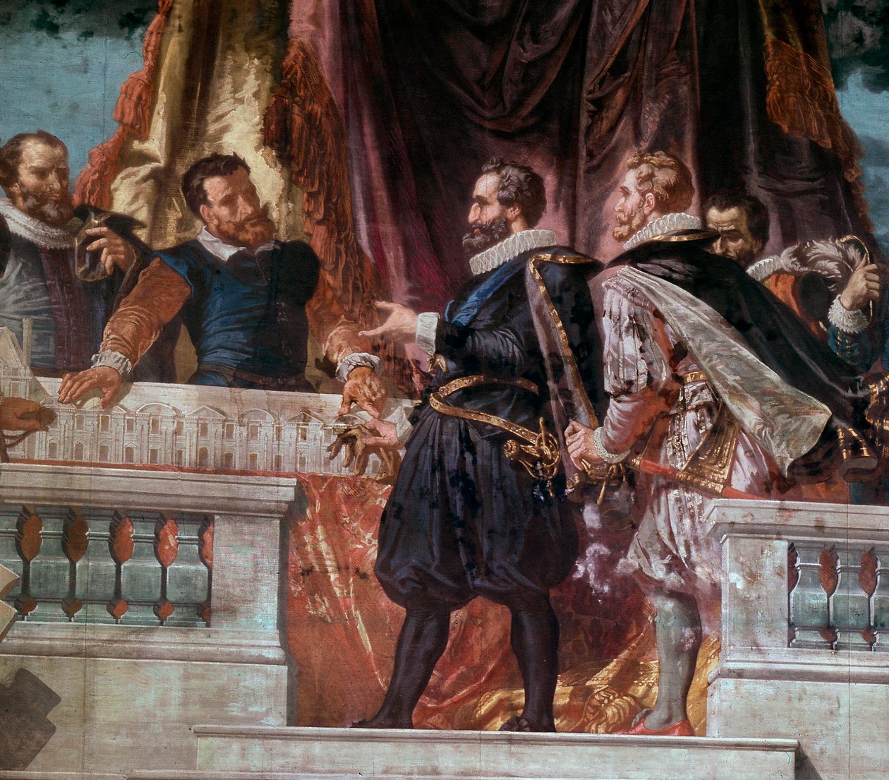Představení plánů křídla Louvru králi Jindřichu IV. (1553-1610) Král Jindřich IV. přijal kolem roku 1593 architekt Jacques Androuet du Cerceau. od School French