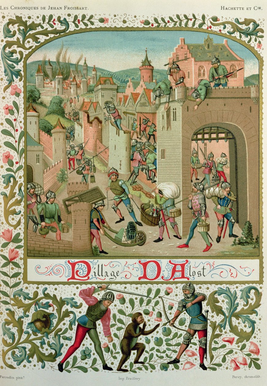 Vyhození Aalstu a Grammontu obyvateli Gentu v roce 1380, z rukopisu 