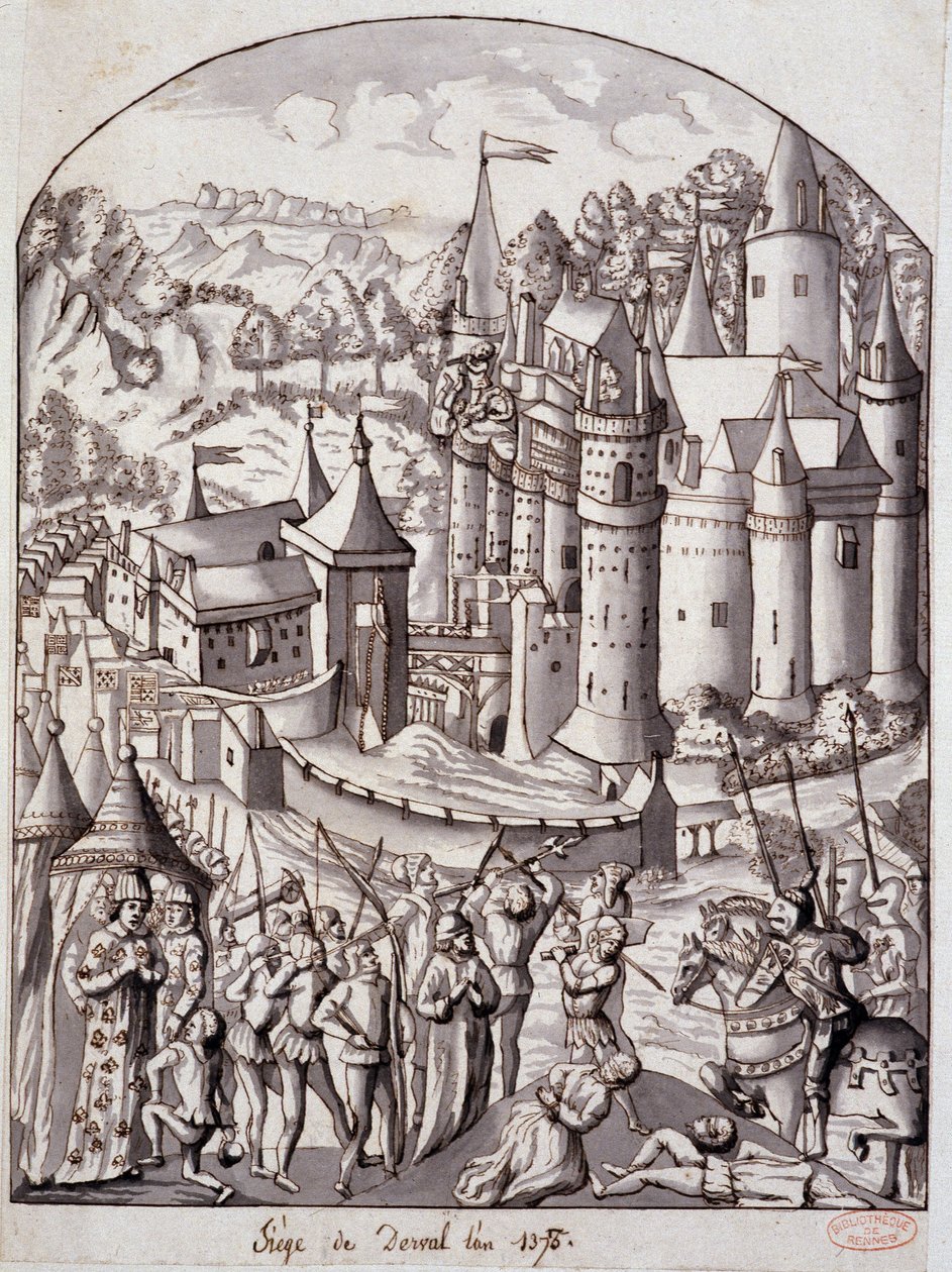 Obléhání Dervalu (Bretaň) v roce 1375. od School French
