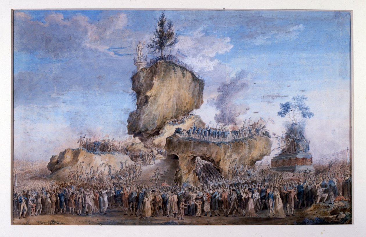 Kult Nejvyšší bytosti, forma deismu, kterou založil Maximilien Robespierre (tisk) od School French
