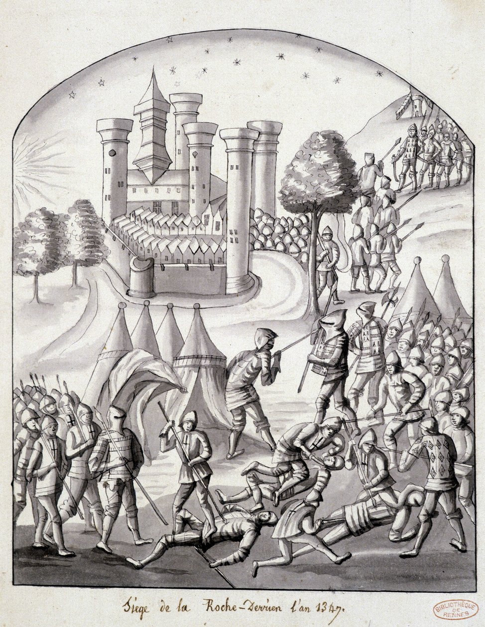Obléhání Roche-Derrien v roce 1349 od School French