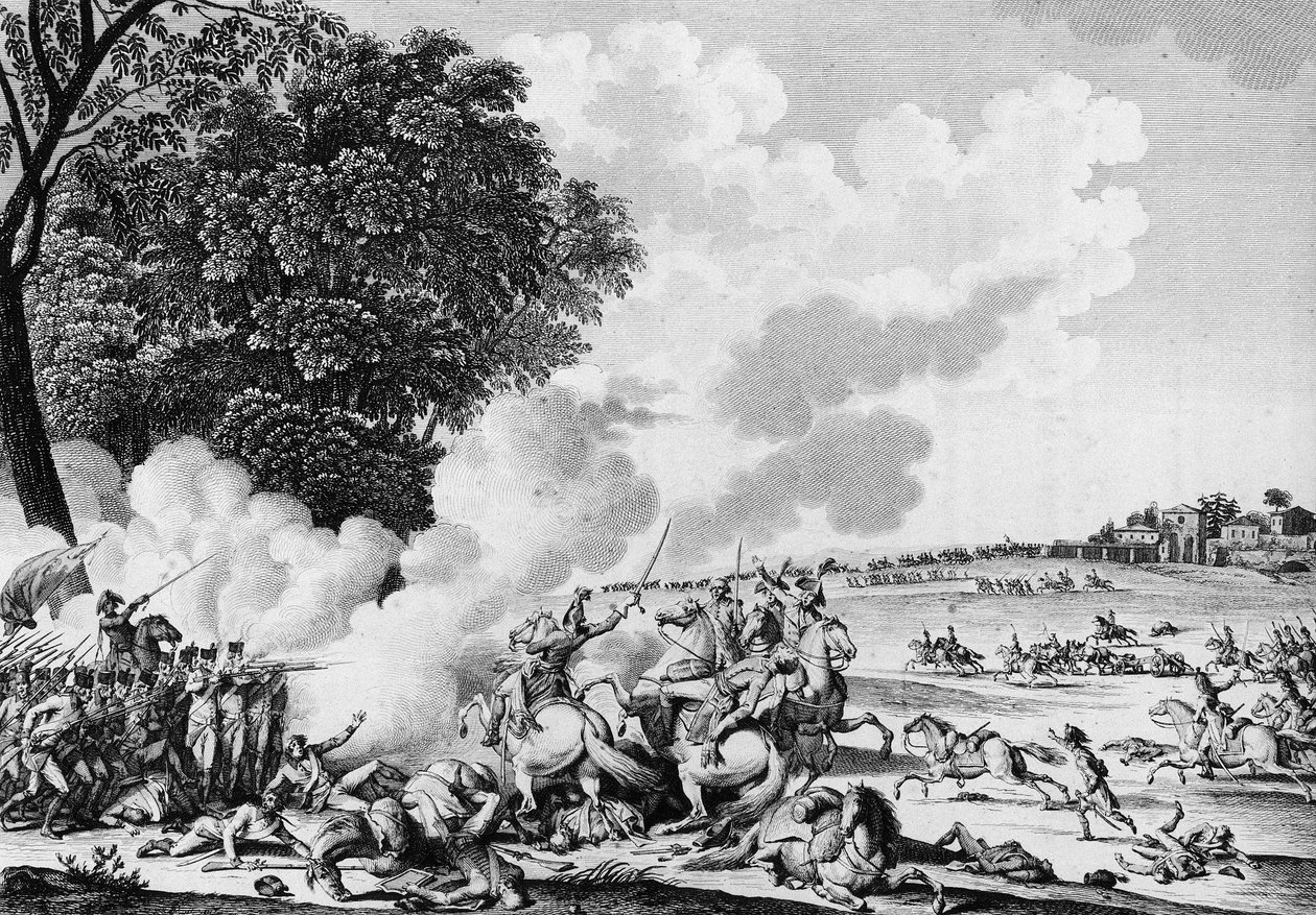 Válka francouzské revoluce: Smrt francouzského generála Barthelemy Catherine Joubert (1769-1799), zabitého v bitvě u Novi dne 28. Thermidor An VII (15. srpna od School French