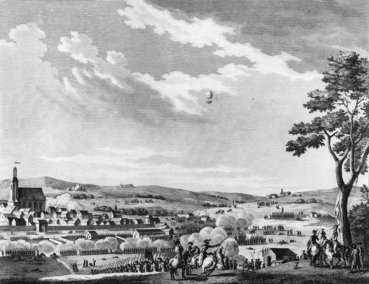 Válka francouzské revoluce a Hnutí proti revolucionářům: Vítězství v bitvě u Fleurus vyhráli Francouzi 8. mesidorského roku II (26. června 1794) proti Spojenému království a Rakousku. Paříž, knihovna Ústavu dějin revoluce od School French