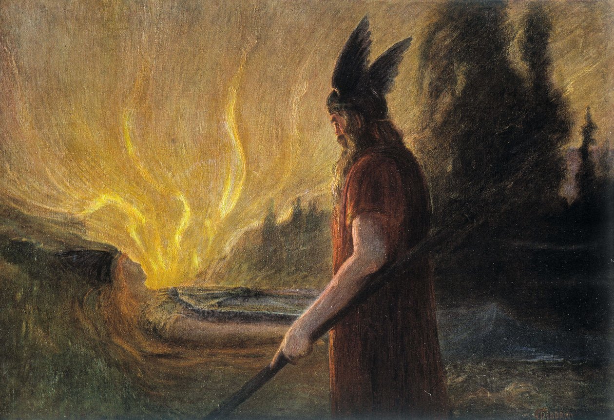 Bůh Odin, německý obraz od School German