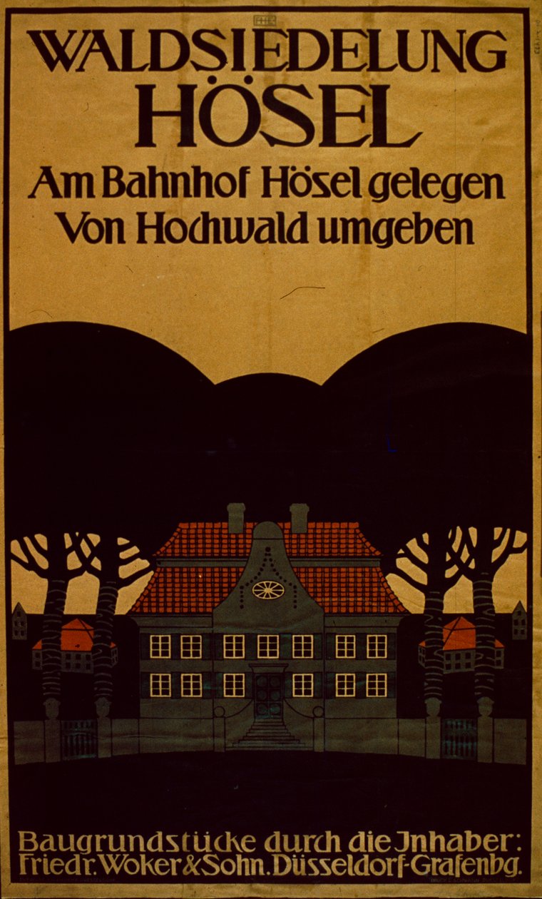 Waldsiedlung Hotel Advertisement v němčině, kolem roku 1890 (plakát) od School German