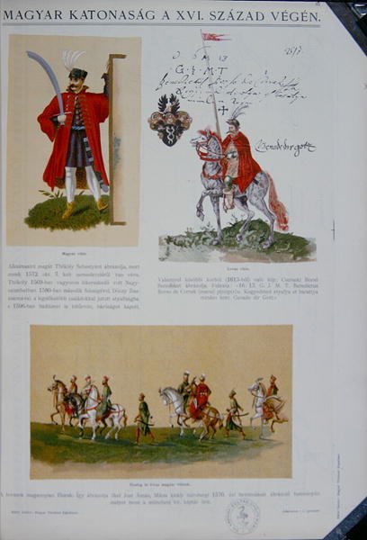 Uherští vojáci z konce 16. století (barevná litografie) od School Hungarian
