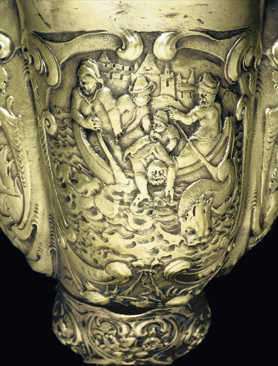 Zasazený pohár nautilus, Nagyszeben, polovina 17. století (mušle a stříbrně zlacené) (detail 3434804) od School Hungarian