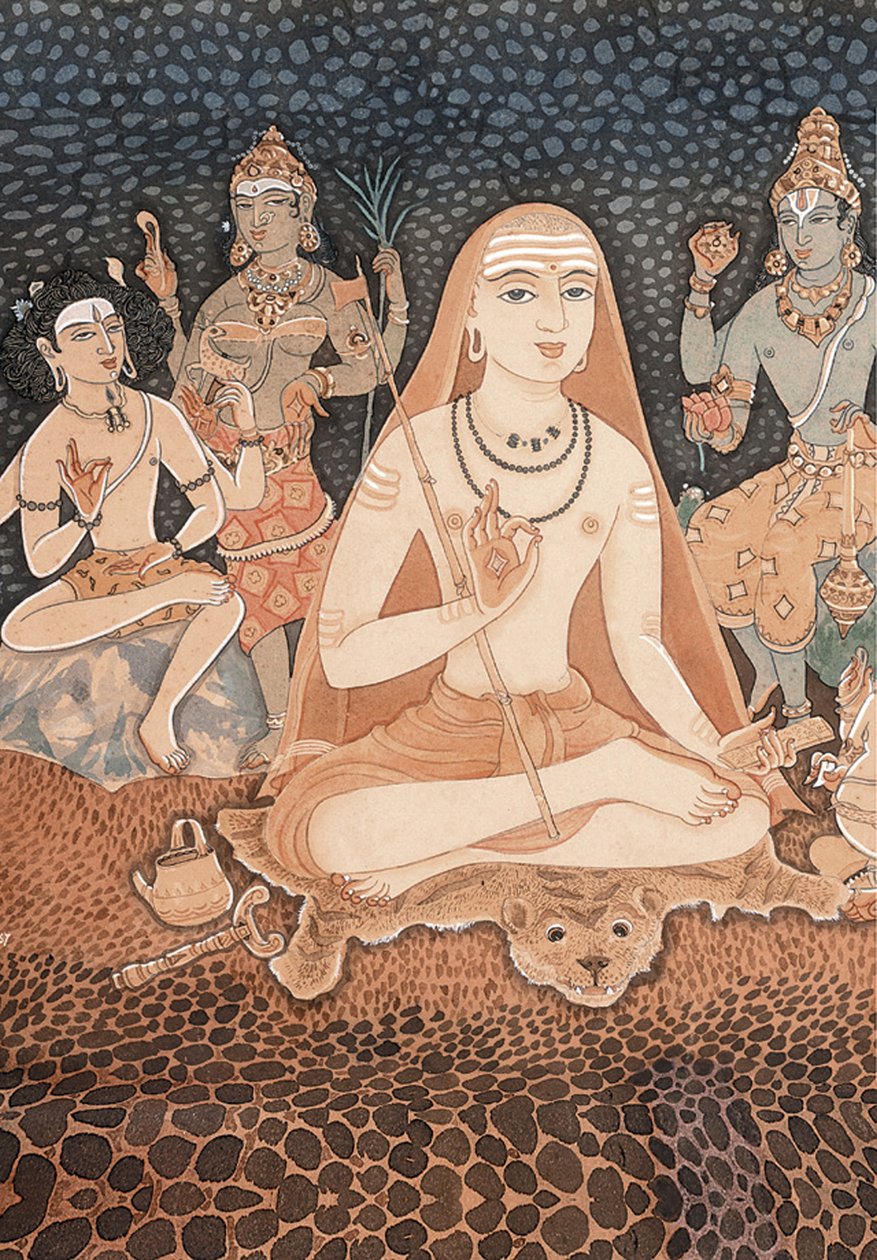 Adi Sankara (akvarel na papíře) od School Indian