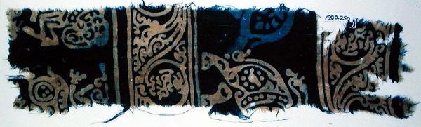 Textilní fragment s blokovým potiskem, indický (bavlna) od School Indian