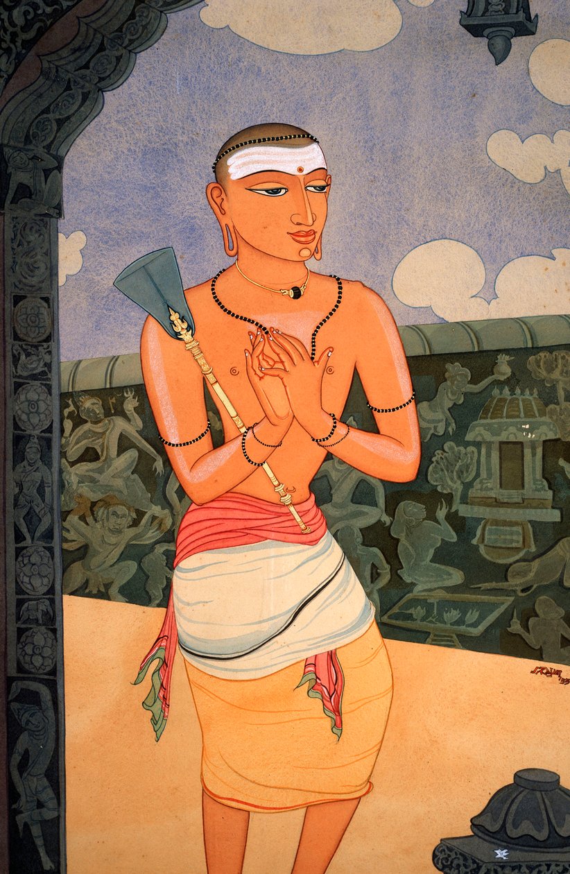 Hinduistický mnich (akvarel na papíře) od School Indian
