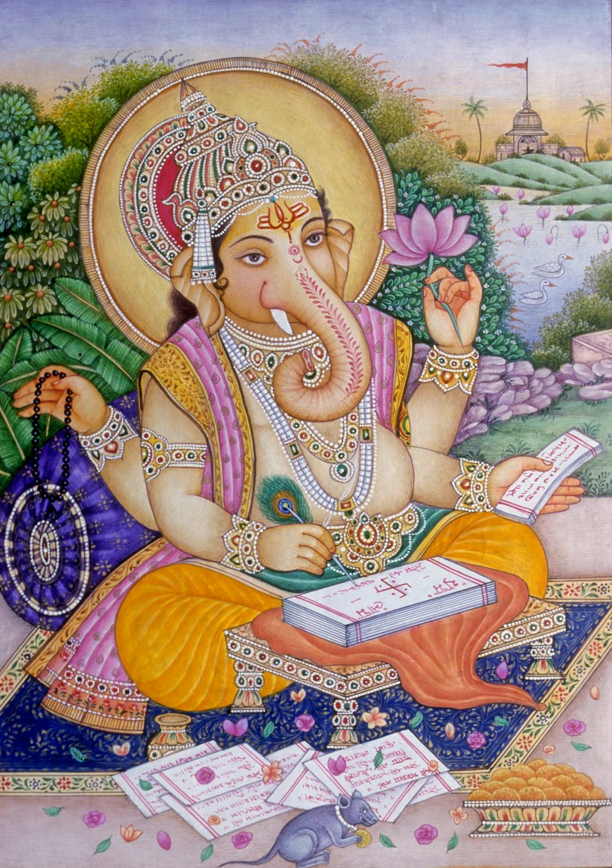 Pán Ganesh Ganpati miniatura malba na papíře od School Indian