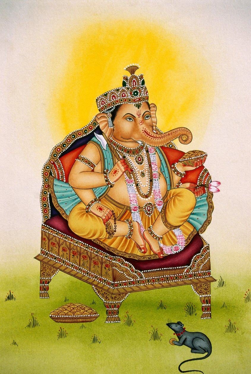 Pán Ganesh Ganpati miniatura malba na papíře od School Indian