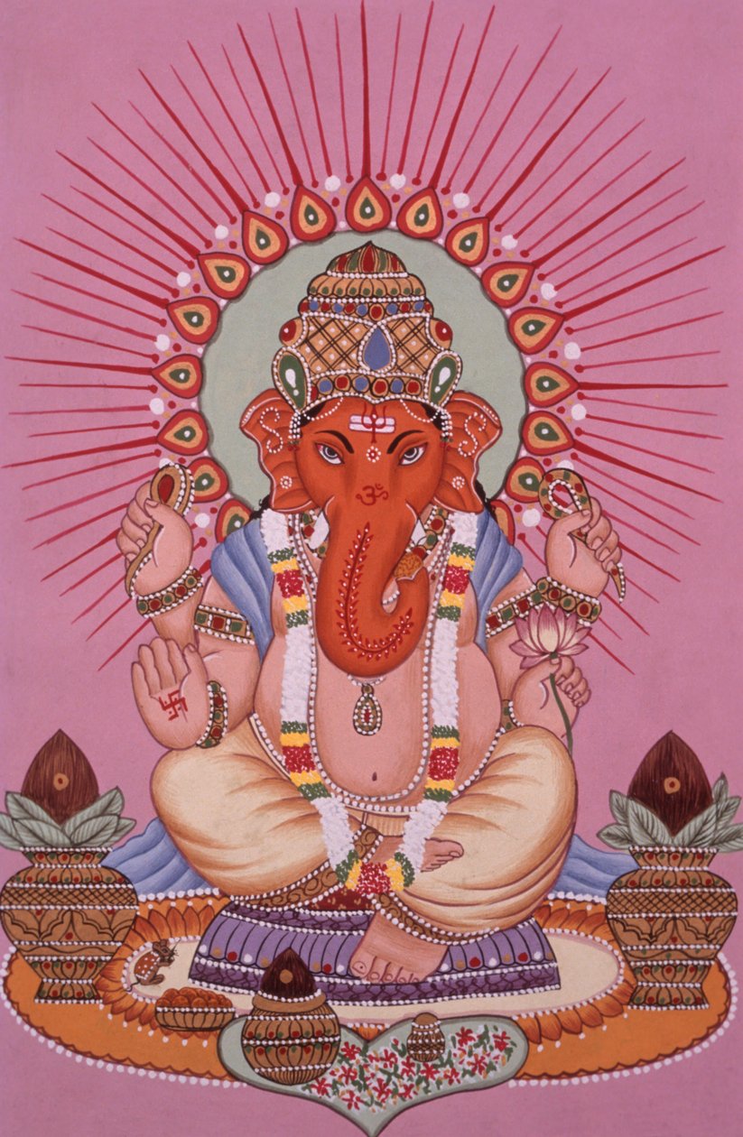 Pán Ganesh Ganpati miniatura malba na papíře od School Indian