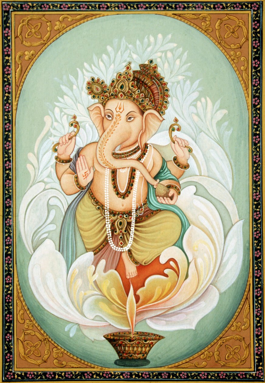 Pán Ganesh Ganpati miniatura malba na papíře od School Indian