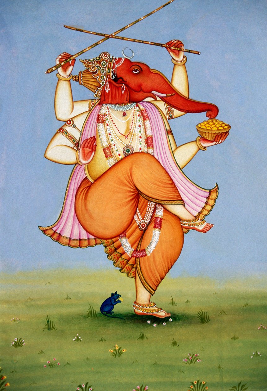 Pán Ganesh Ganpati miniatura malba na papíře od School Indian