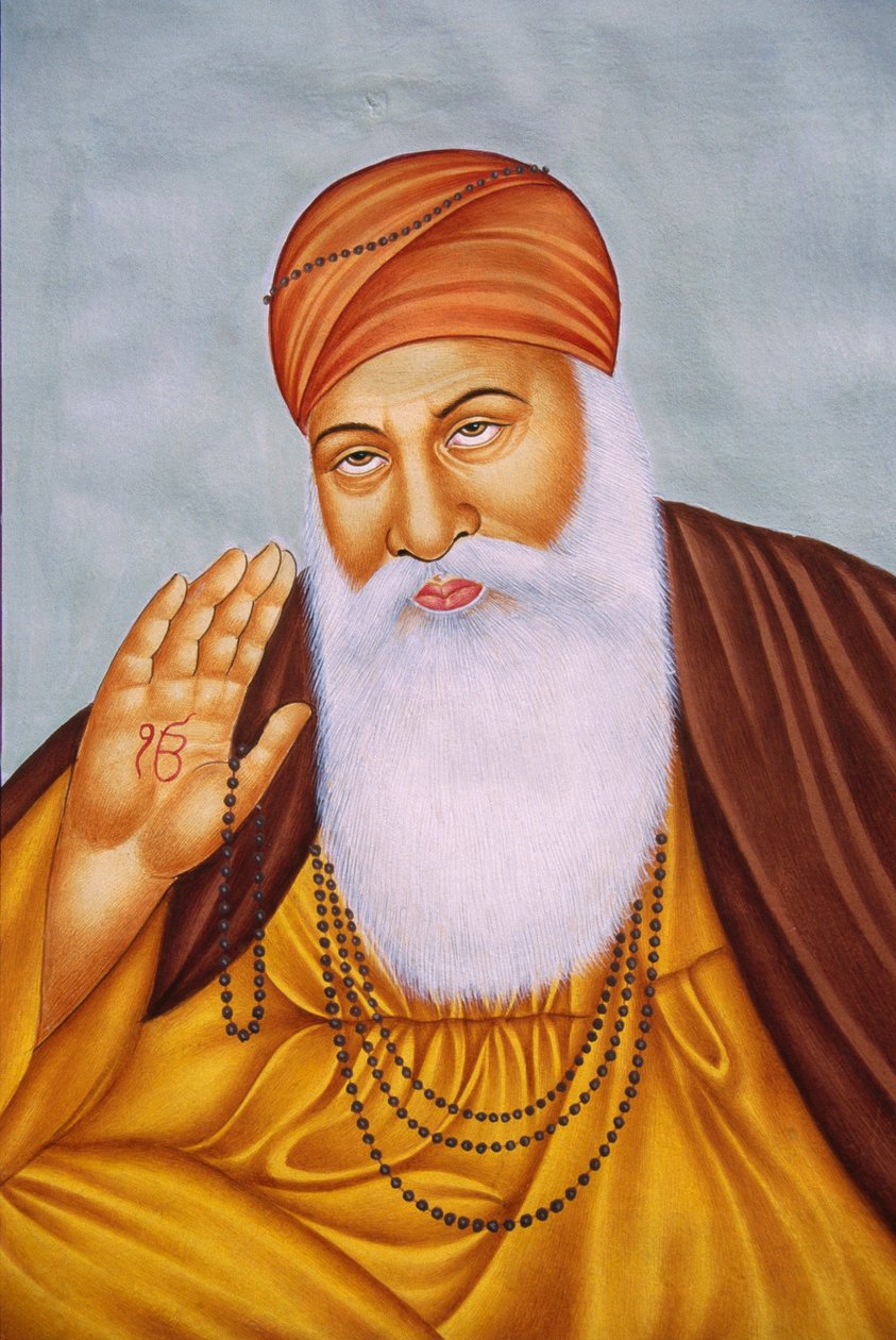 Miniaturní malba na papíře Lord Guru Nanak od School Indian