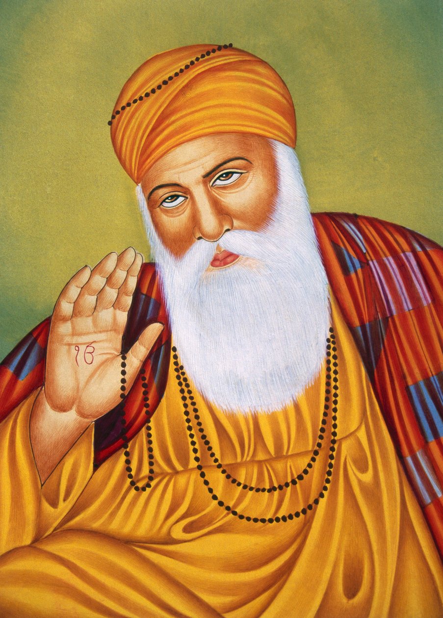 Miniaturní malba na papíře Lord Guru Nanak od School Indian