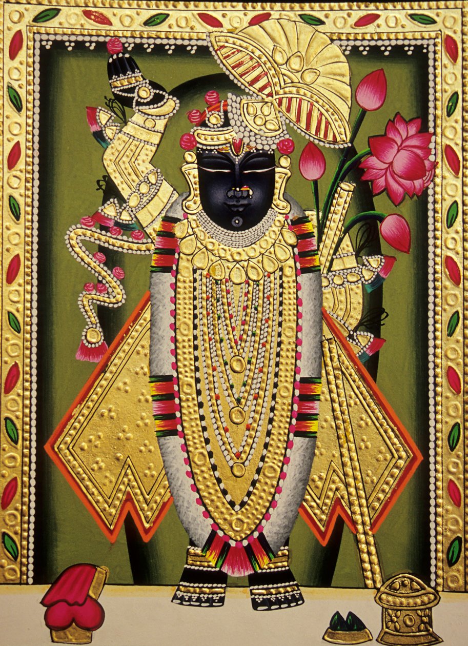 Lord Shrinathan Nathdwaran Miniaturní malba na papíře od School Indian