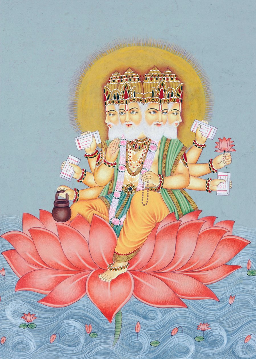 Miniaturní malba boha Brahmy od School Indian