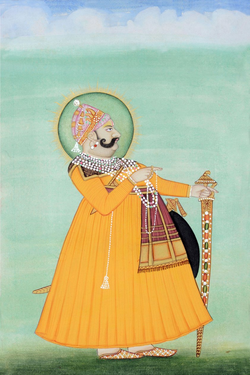 Miniatura mahárádži Sawai Madho Singha, Džajpur od School Indian