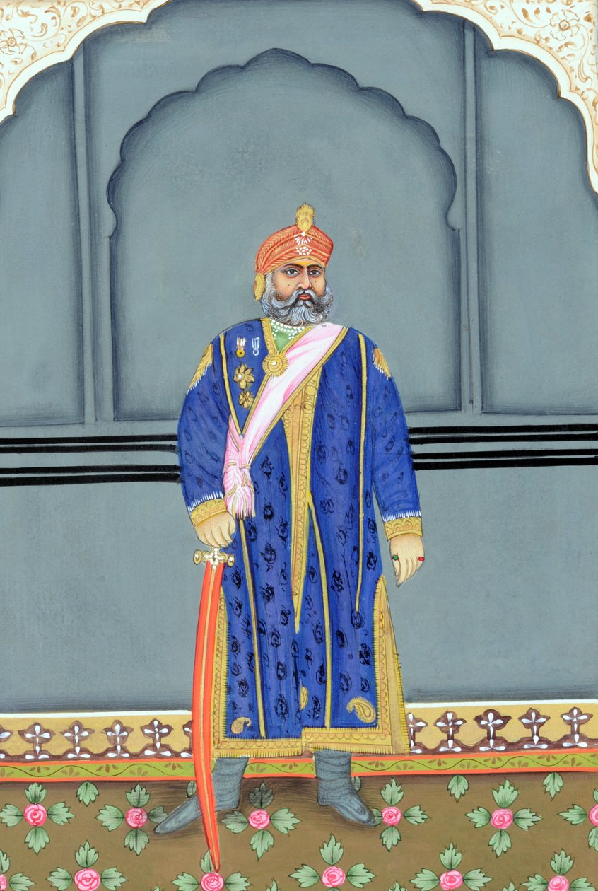 Miniaturní malba mahárádži Sawai Madho Singha Second, Jaipur od School Indian