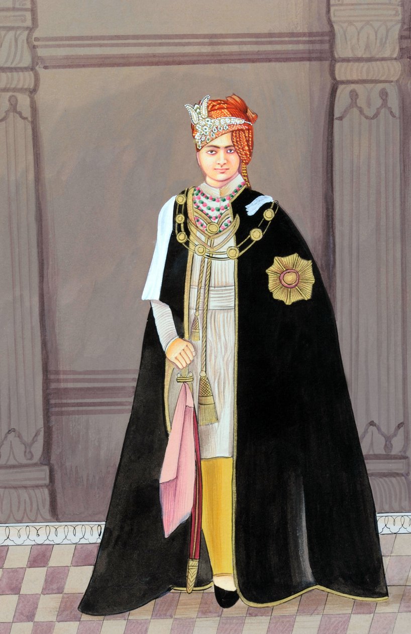 Miniaturní malba mahárádži Sawai Man Singha Second, Jaipur od School Indian