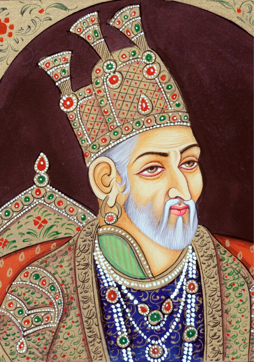 Miniatura mughalského císaře Bahadura Šáha Zafara od School Indian