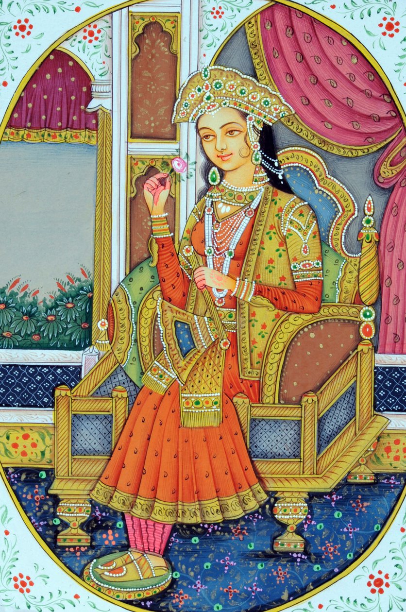 Miniaturní malba mughalské královny Mumtáz Mahal od School Indian