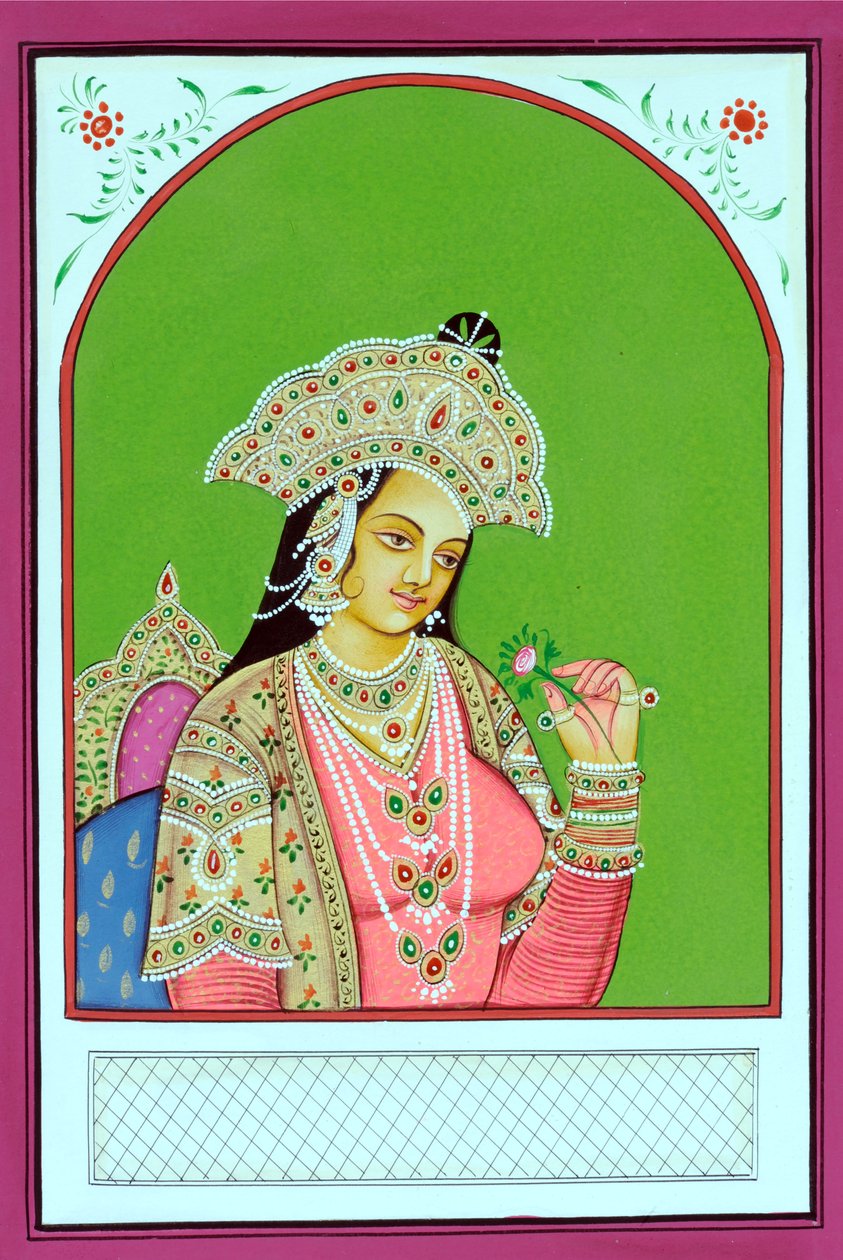 Miniaturní malba mughalské královny Mumtáz Mahal od School Indian