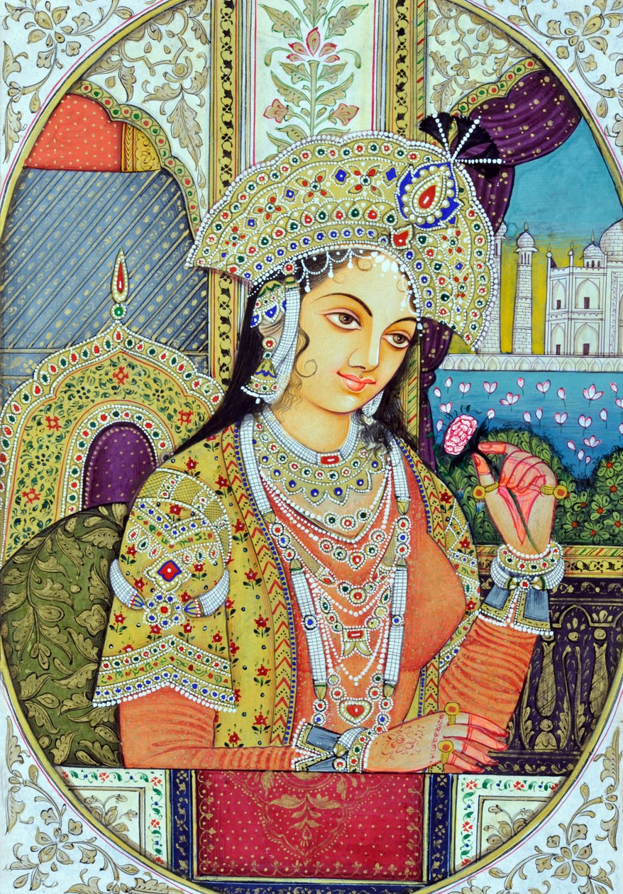 Miniaturní malba mughulské královny Mumtaj Indie Asie od School Indian