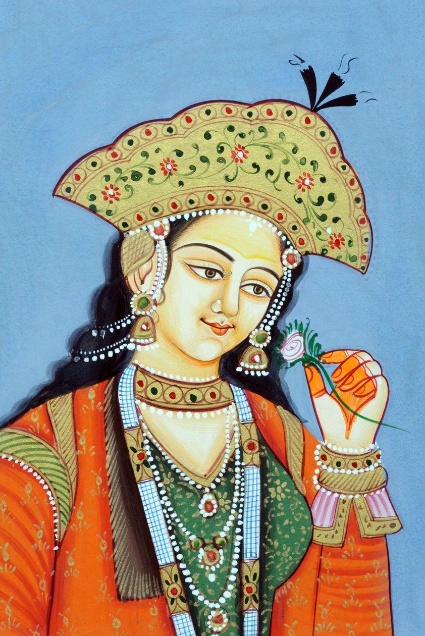 Miniaturní obraz mughulské královny Mumtáz Mahal od School Indian