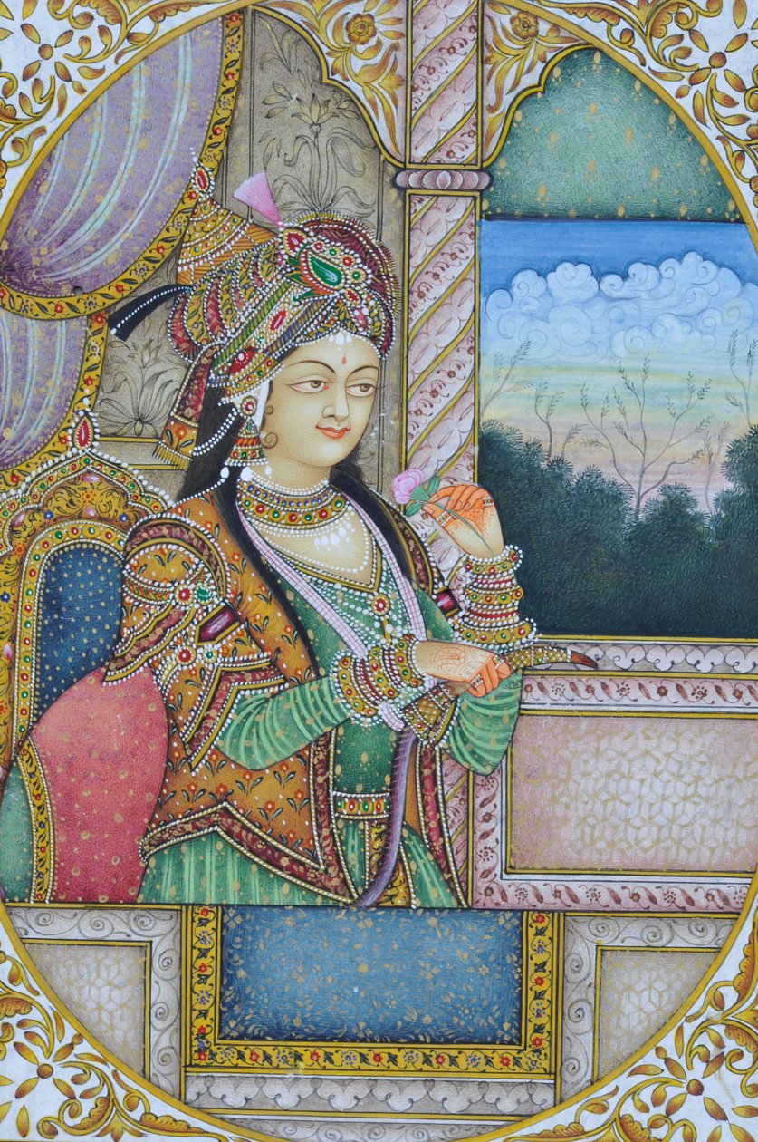Miniaturní malba mughulské královny Nurjahan Indie Asie od School Indian