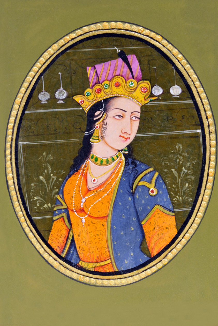Miniaturní malba královny Noorjahan Indie Asie od School Indian