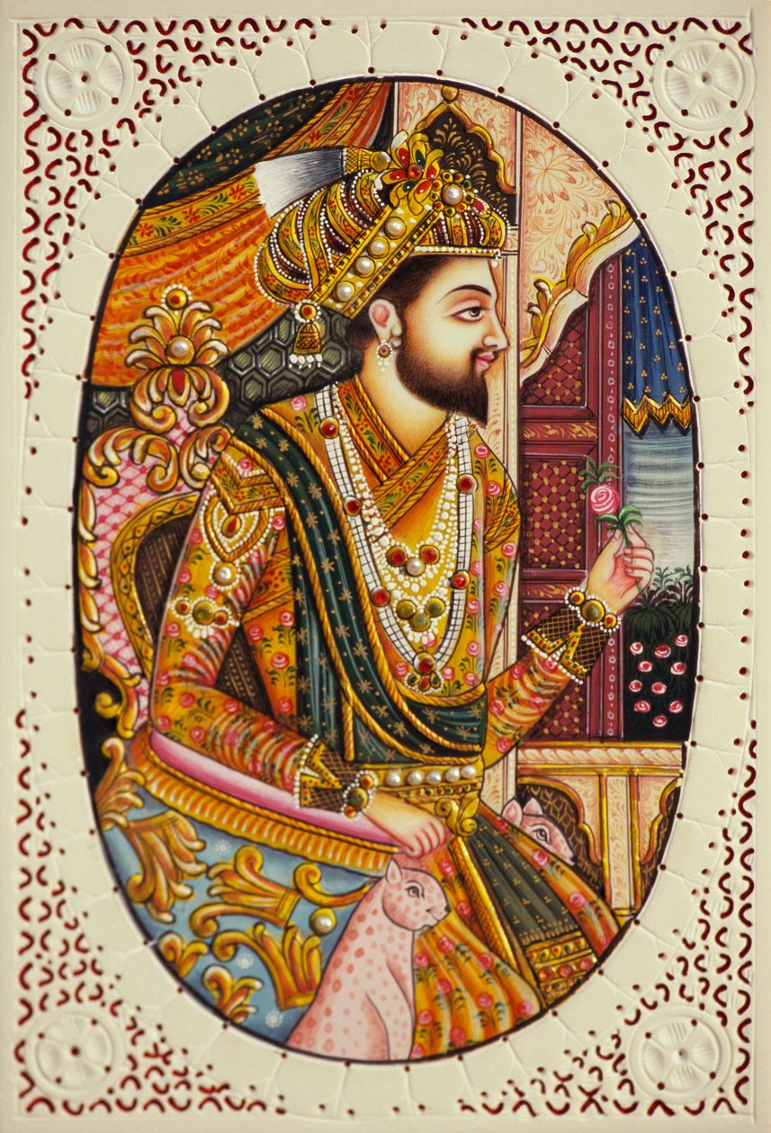 Miniaturní malba na slonovině Mughalský císař Shah Jahan od School Indian