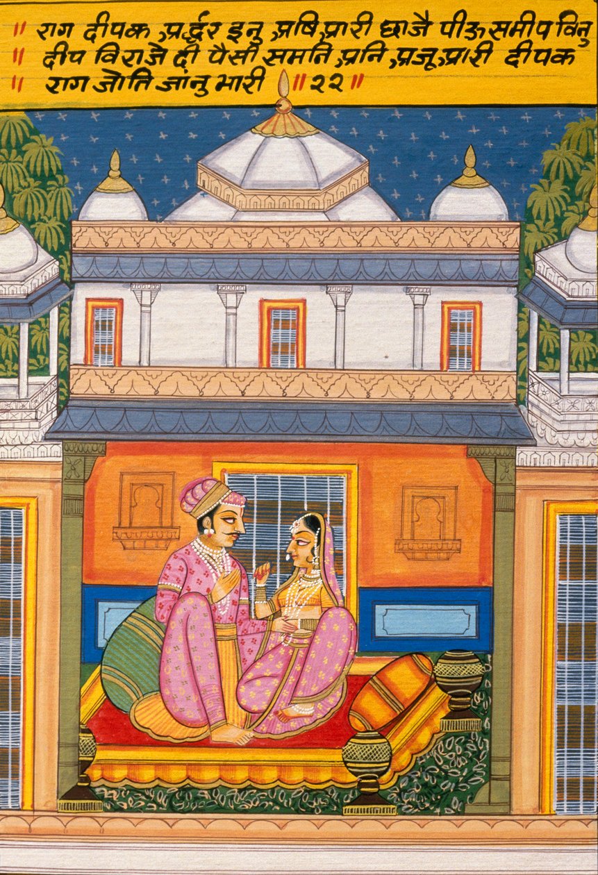 Miniaturní malba na papíře, Rag Deepak, škola Nathdwara od School Indian
