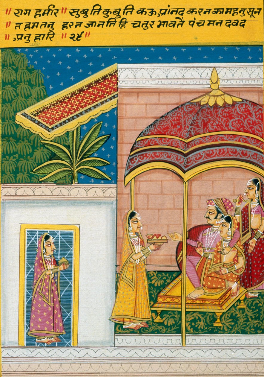Miniaturní malba na papíře, Rag Hameer, škola Nathdwara od School Indian