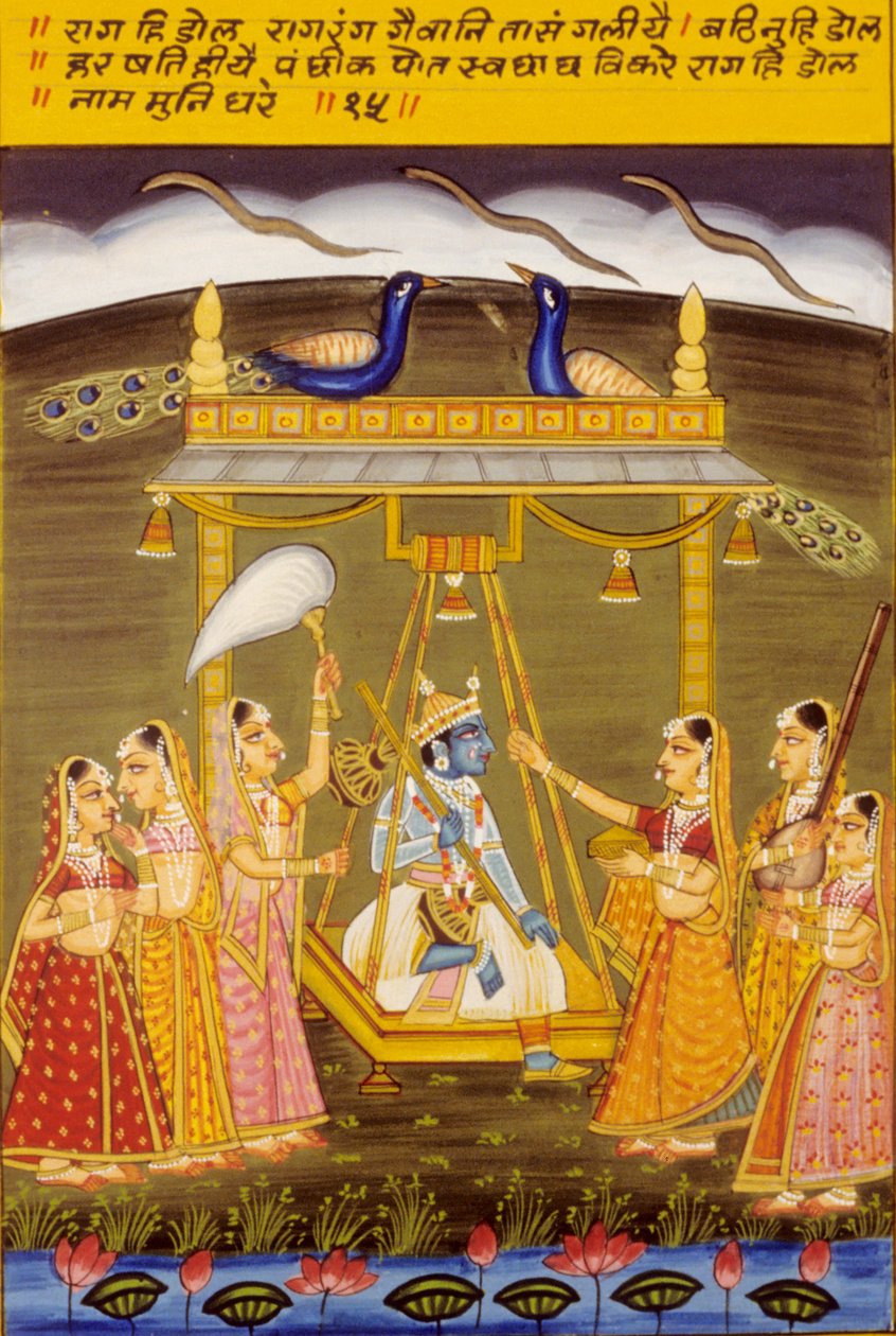 Miniaturní malba na papíře, Rag Hi Dol, škola Nathdwara od School Indian