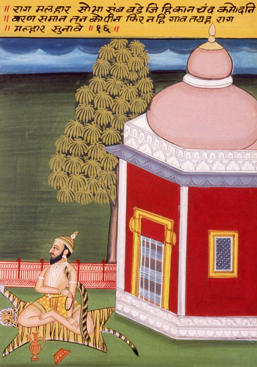 Miniaturní malba na papíře, Rag Malhar, škola Nathdwara od School Indian