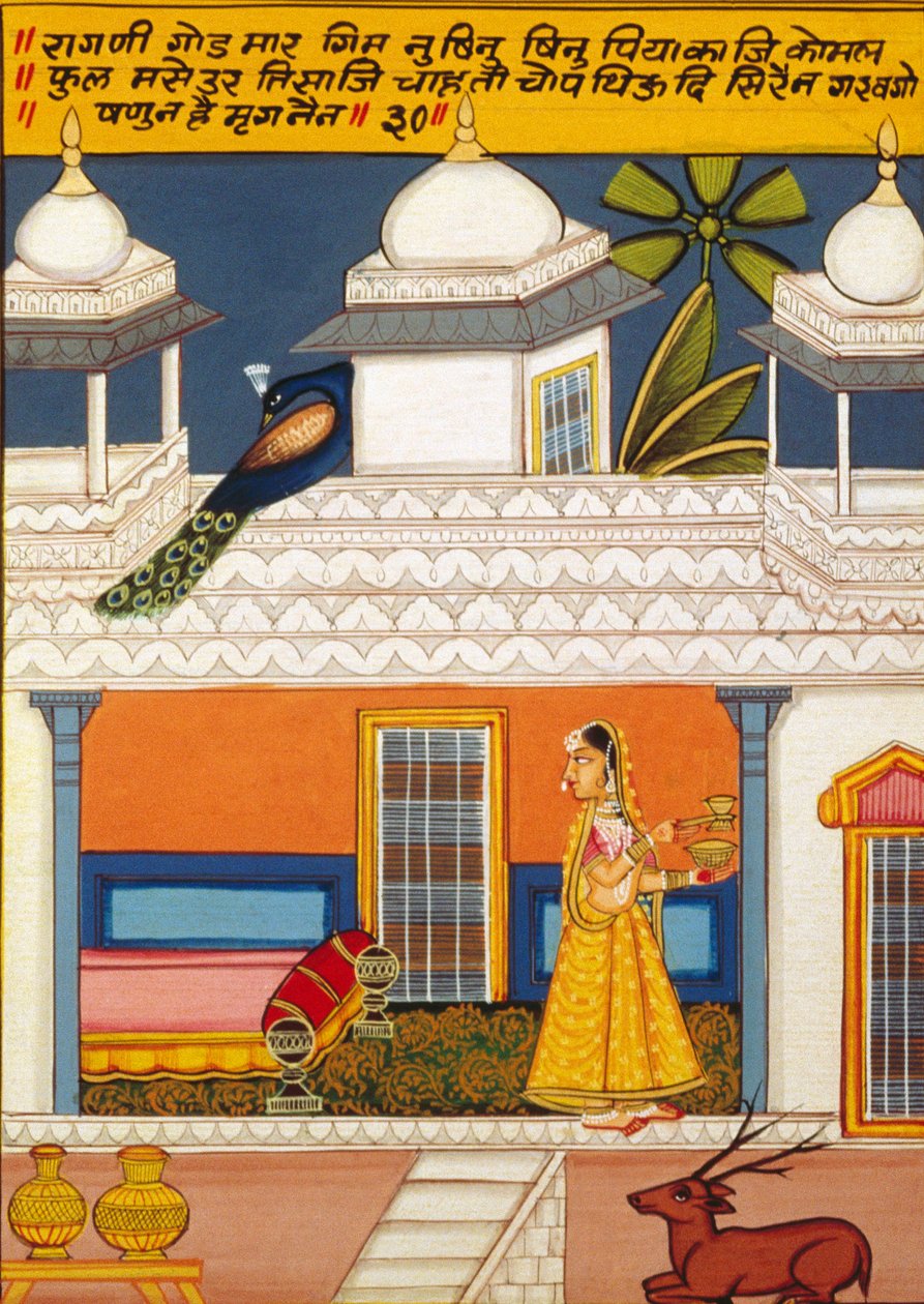 Miniaturní malba na papíře, Ragini God Mar, škola Nathdwara od School Indian
