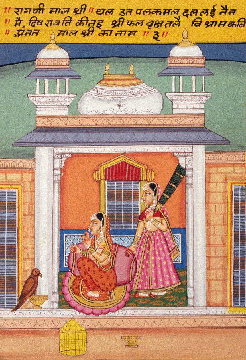Miniaturní malba na papíře, škola Ragini Malshri Nathdwara od School Indian