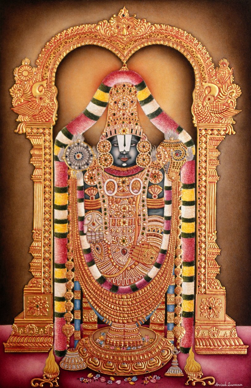 Miniaturní malba na papíře Tirupati Balaji od School Indian