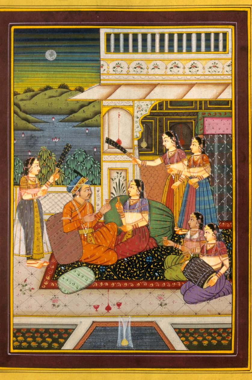 Mughulská miniatura, milostné scény, Indie od School Indian