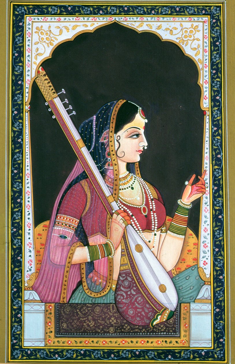 Hudebnice (kvaš a akvarel na papíře) od School Indian