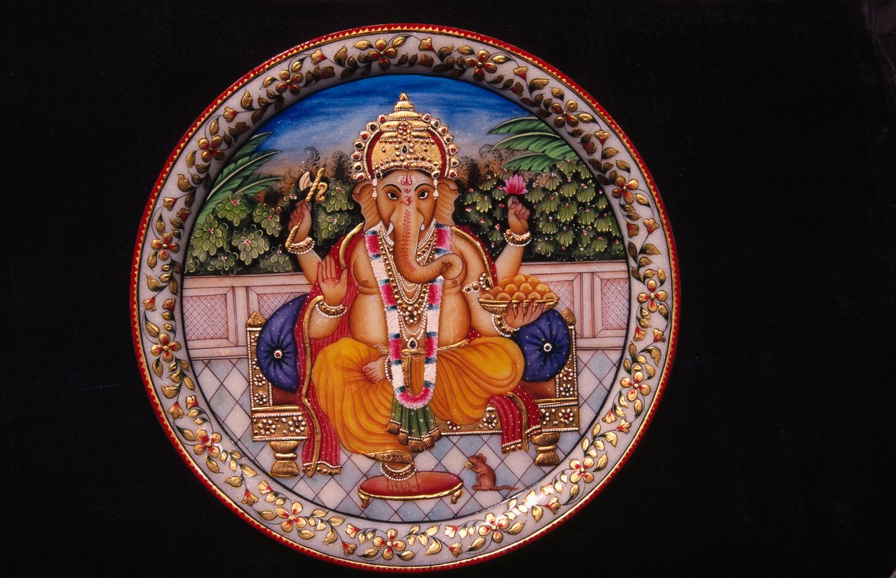 Malba boha Ganéše Ganpatiho na mramorové desce od School Indian