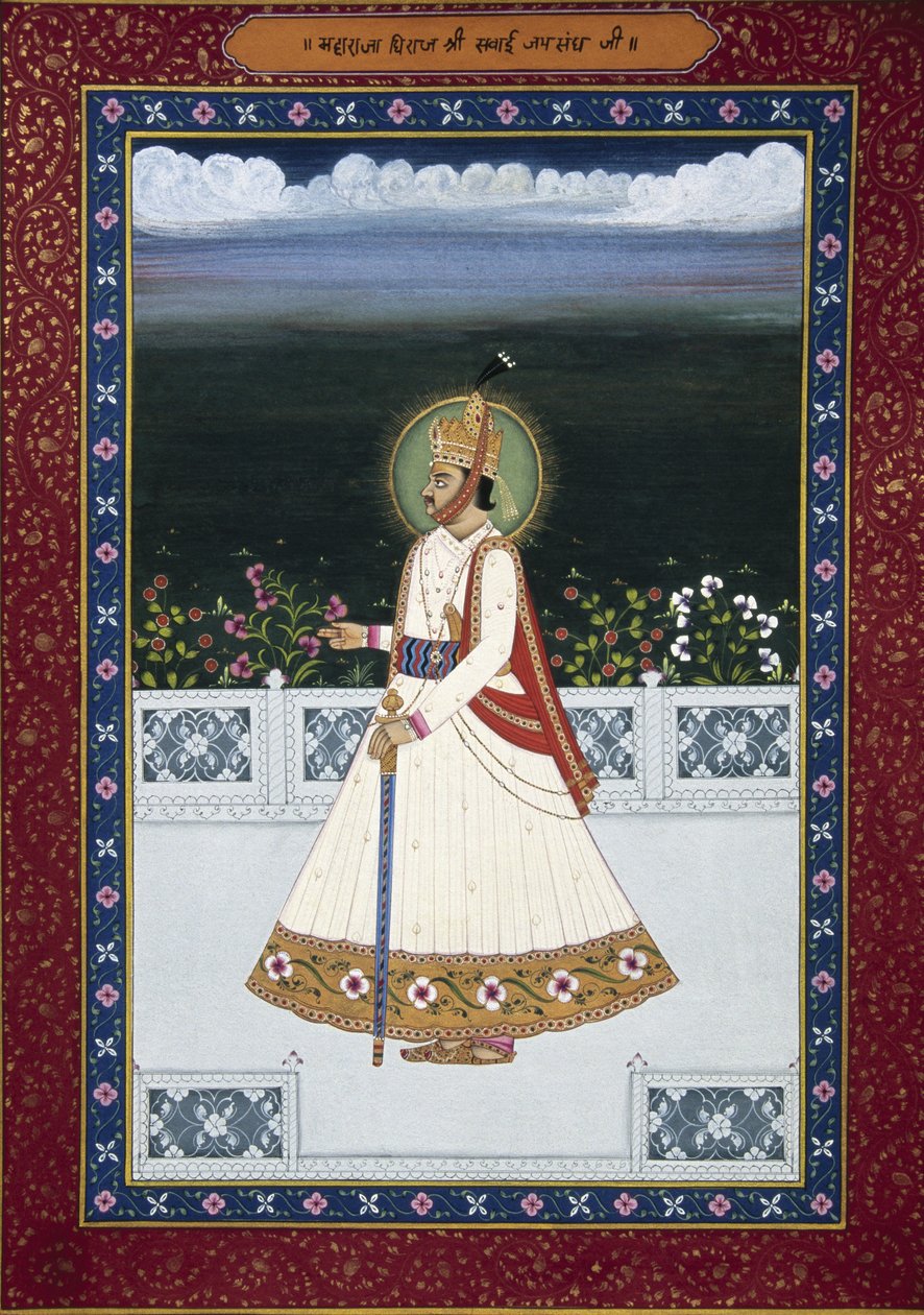 Obraz bývalého vládce Sawai Jai Singha, Jaipur, zakladatel (1700-1743), Rádžasthán, Indie od School Indian