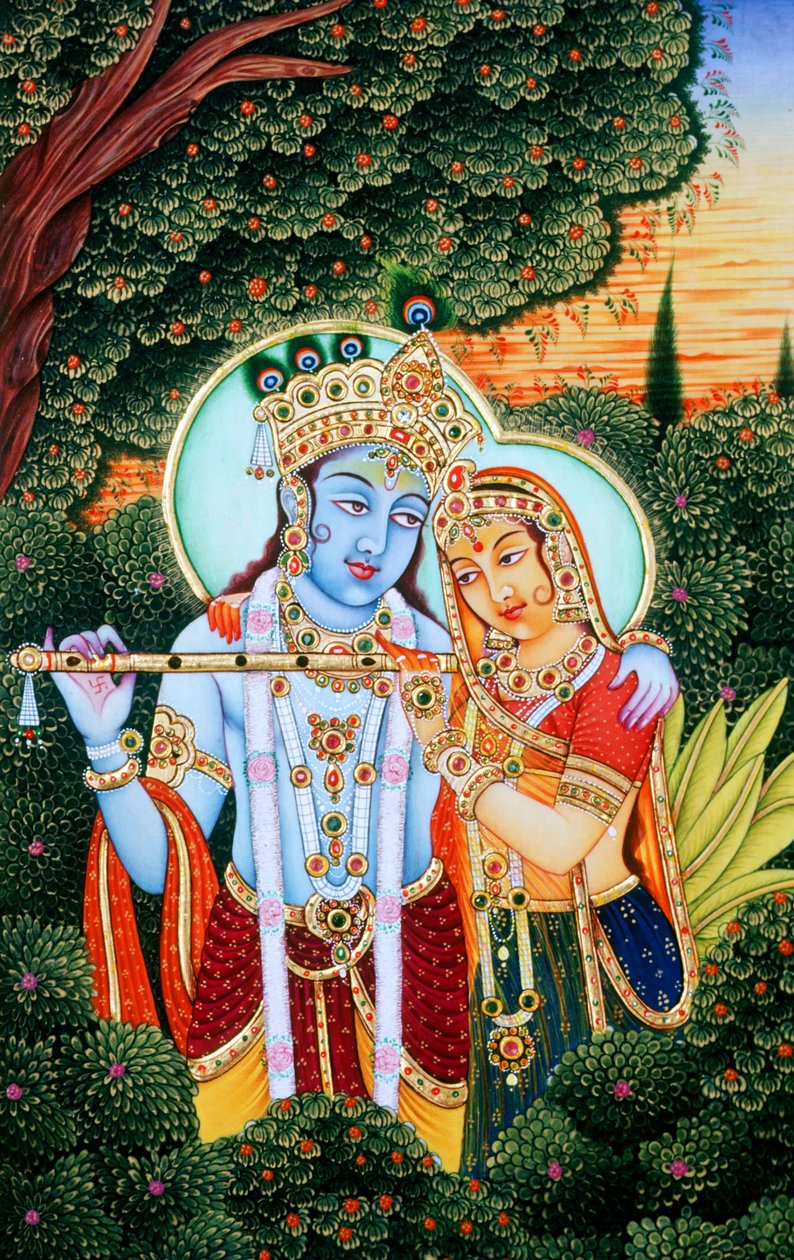 Miniaturní obrazy Rádhá Krišna od School Indian